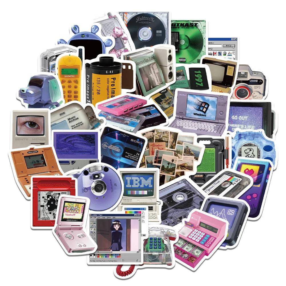 10/30/50pcs Rétro Mignon Téléphone Ordinateur Console De Jeu Dessin Animé Autocollants Ordinateur Po