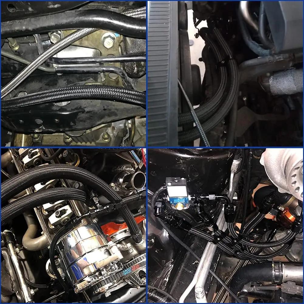 1M AN12 12AN noir tressé huile raccords de carburant extrémité de tuyau 0 + 90 degrés Kit d'adaptate