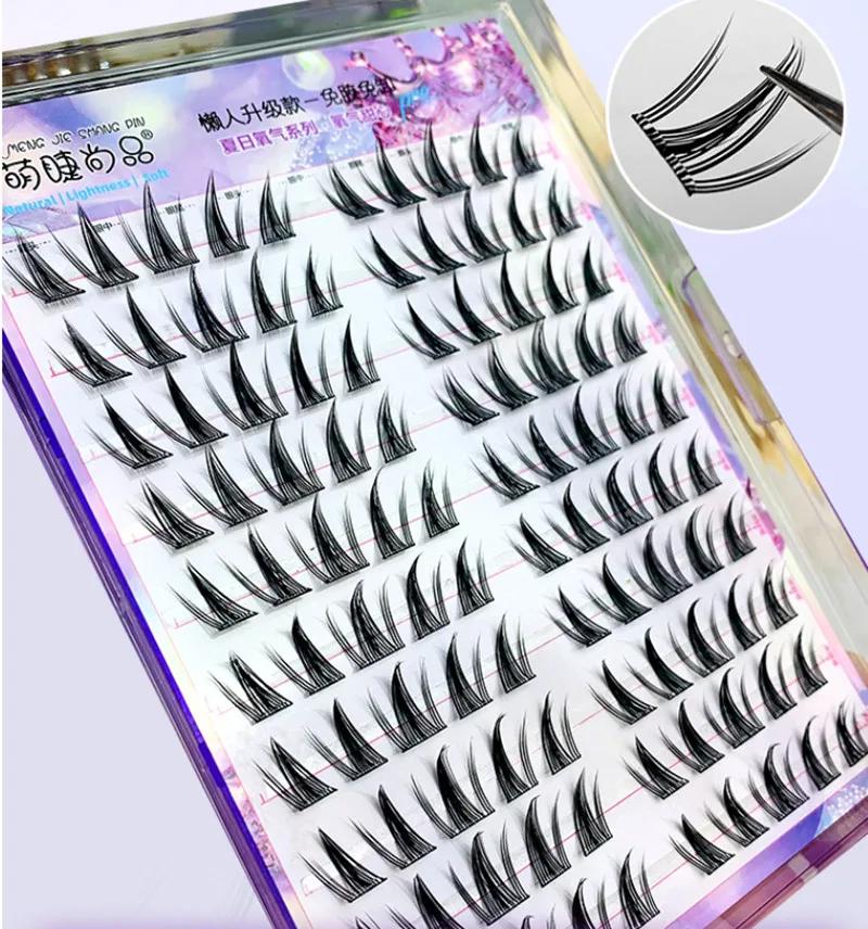 Faux-cils auto-adhésifs sans colle, ailés, moelleux, naturels, épais, Manga, réutilisables, élargis,
