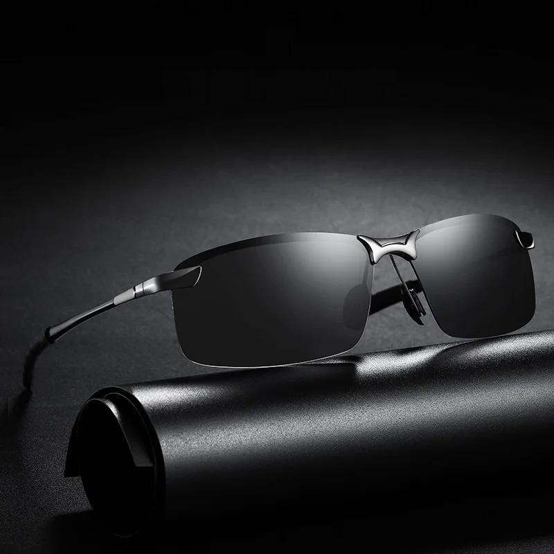 Lunettes de soleil polarisées classiques en métal pour hommes, mode, conduite, pêche, demi-monture, 