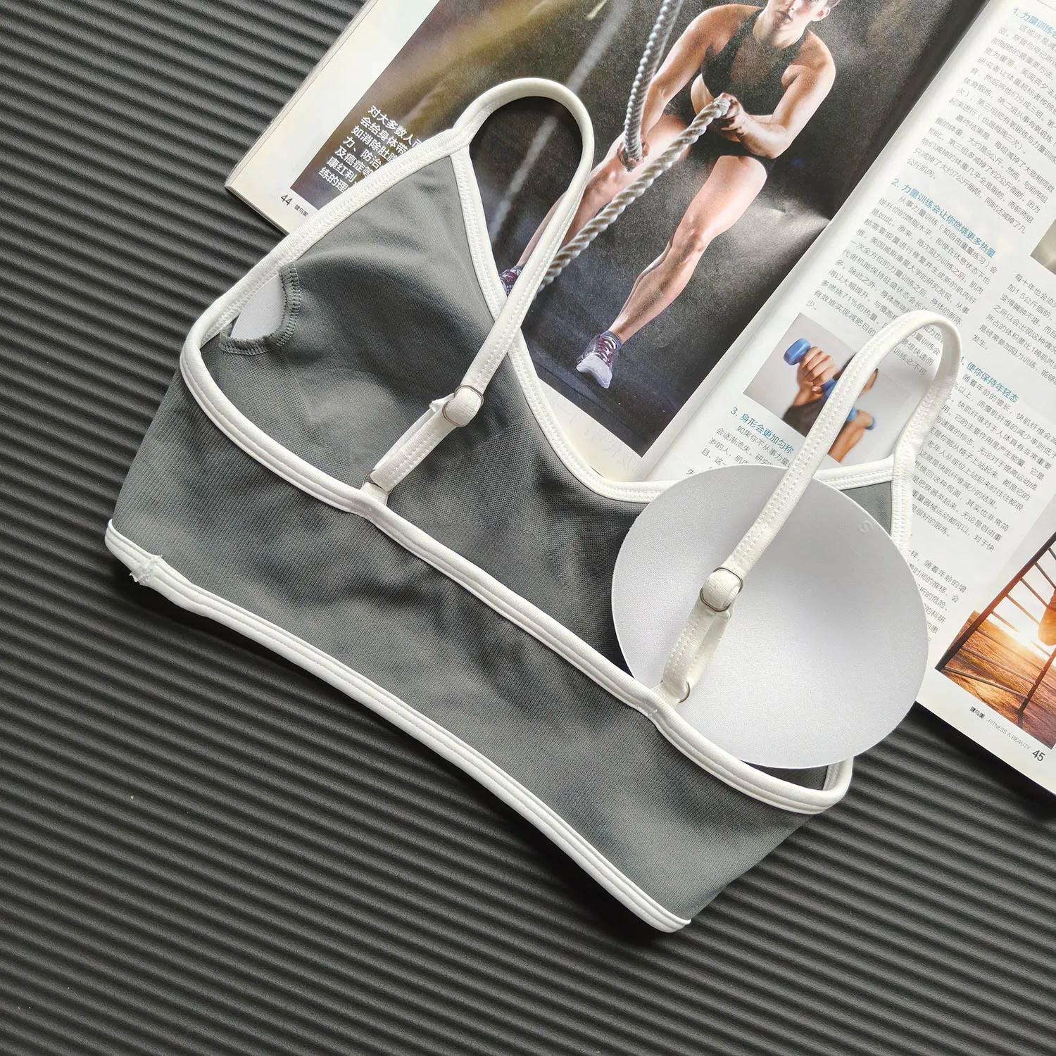 Soutien-gorge de sport sans couture pour femme, bretelles fines respirantes, dos nu, pour yoga, fitn