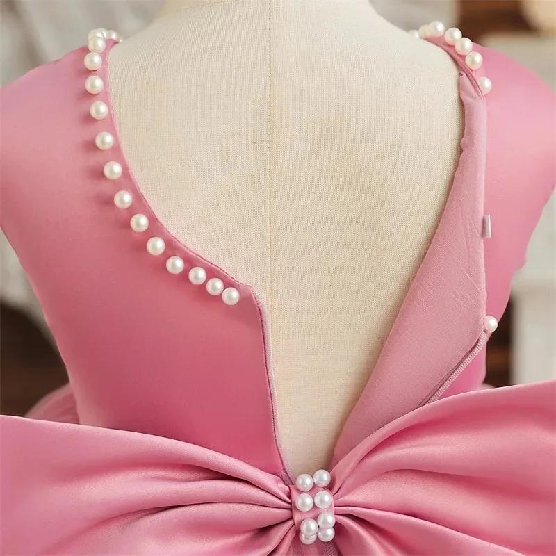 Hello Kitty enfants perles robe de princesse élégante pour les filles dos nu arc bébé 1er anniversai