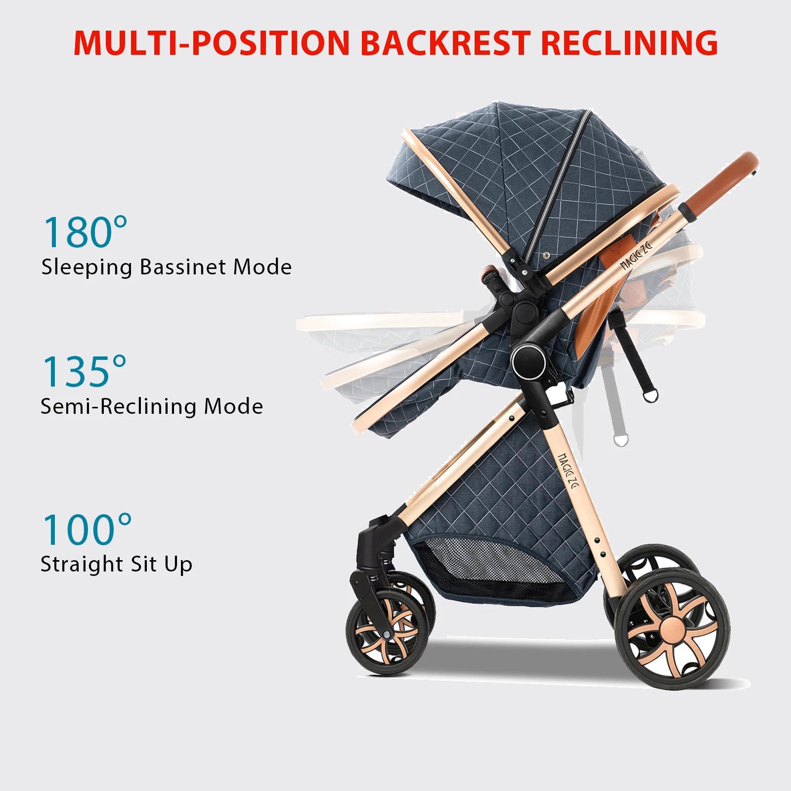 Siège auto pour bébé, poussette 3-en-1, système de voyage, poussette pliable légère avec harnais de 