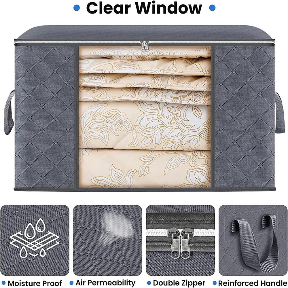 Sac de rangement pour vêtements de grande capacité, conteneurs de rangement pour couvertures pliable