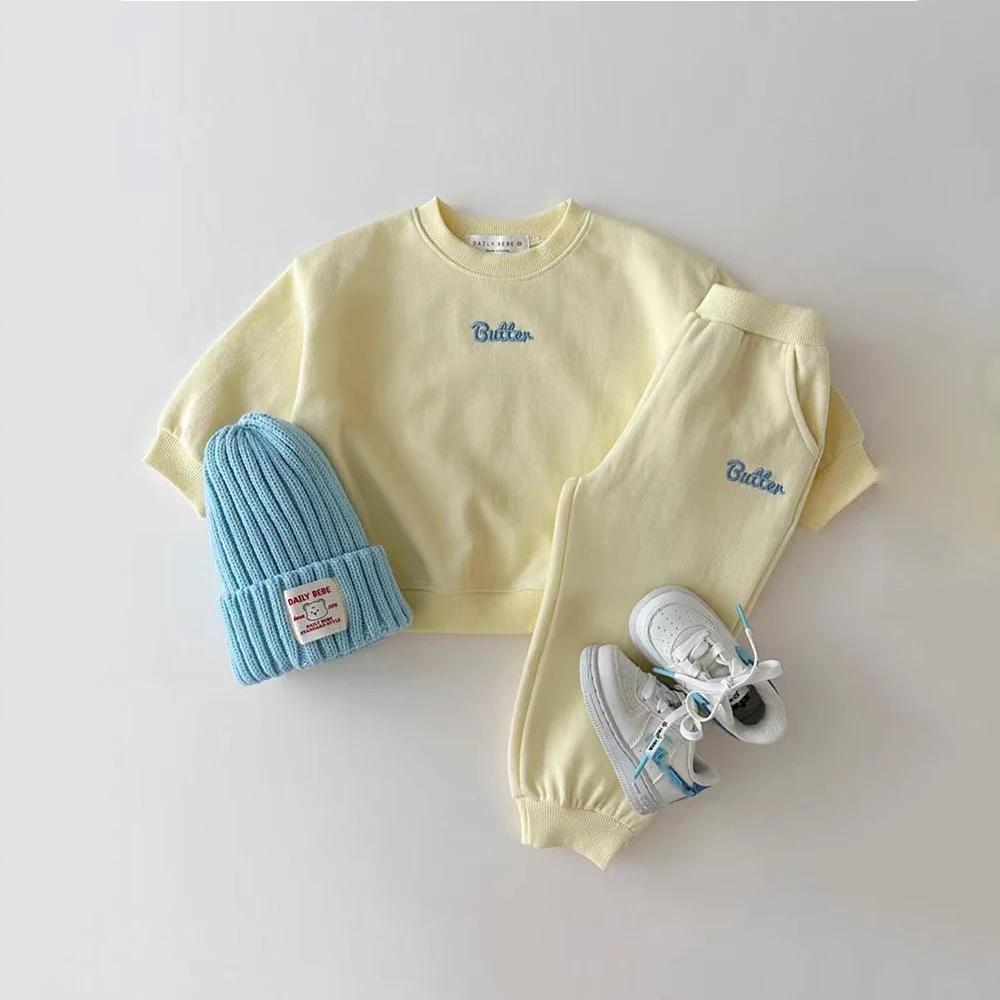 Ensemble de vêtements de dessin animé coréen pour bébé garçon et fille, survêtement décontracté, T-s