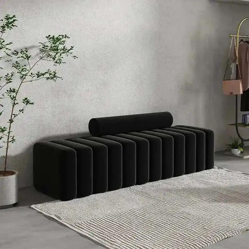 Nordique salon canapé repose-pieds lumière luxe rembourré banc chambre lit fin tabouret créatif rect