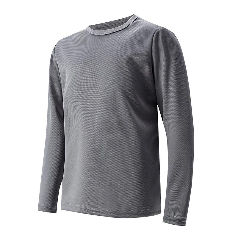 T-shirt à manches longues et col rond pour enfants, couleur unie, sport, séchage rapide, pour garçon