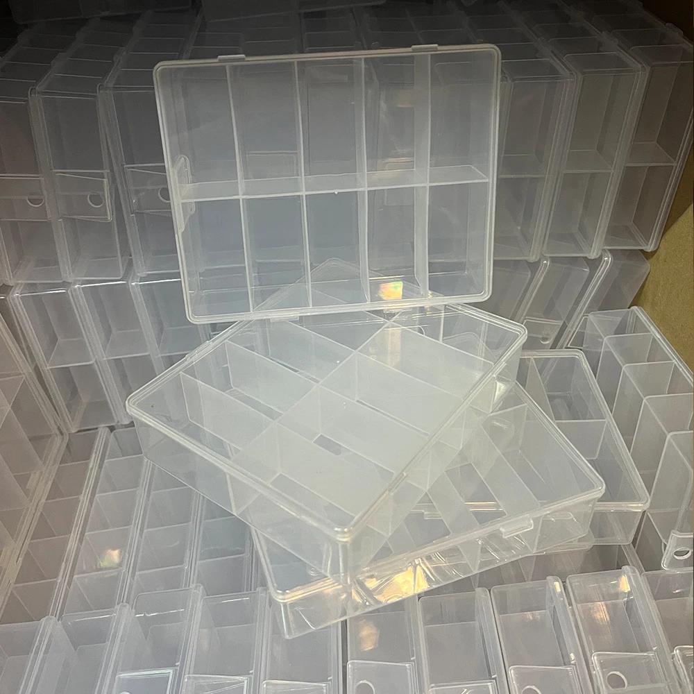 Boîte de rangement transparente vide pour feuilles d'ongles, 10 grilles, en plastique, pour bijoux, 