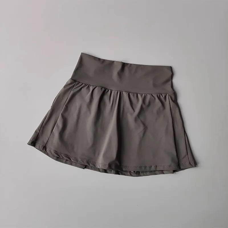 Jupe courte de sport taille haute pour femmes, pantalon de Yoga trapèze Anti-éblouissement avec doub