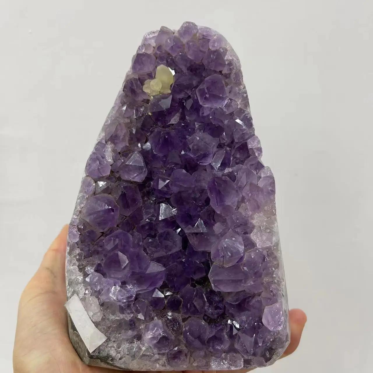 Grappe de cristal d'améthyste naturelle, cristaux bruts de Quartz, pierre de guérison, minerai minér