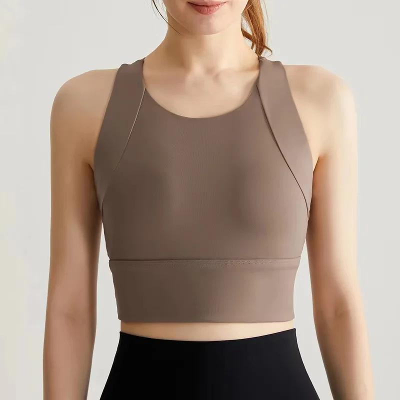 Gilet de Yoga professionnel à haute intensité, coussin de poitrine intégré, sous-vêtements de sport,
