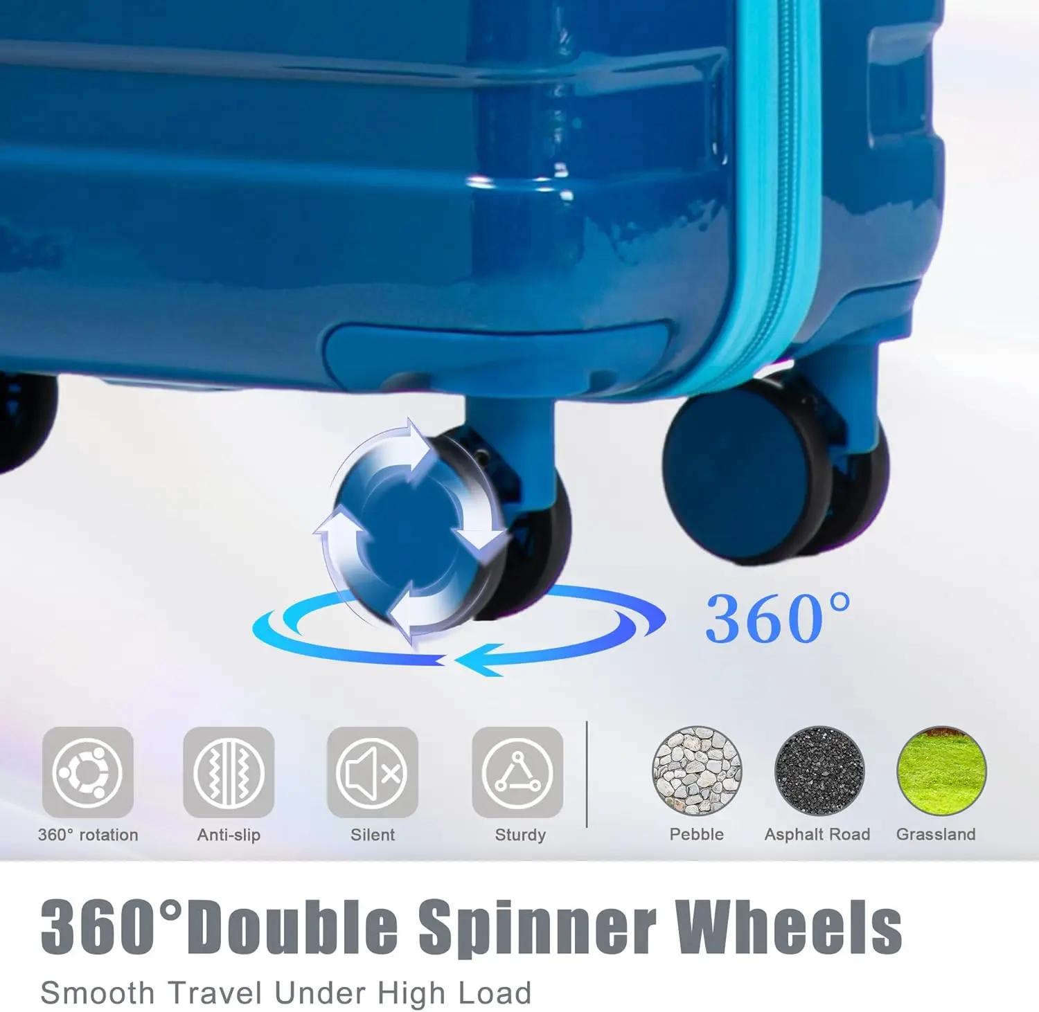Ensemble de bagages rigides ABS avec roulettes pivotantes et serrure - Valise durable et imperméable