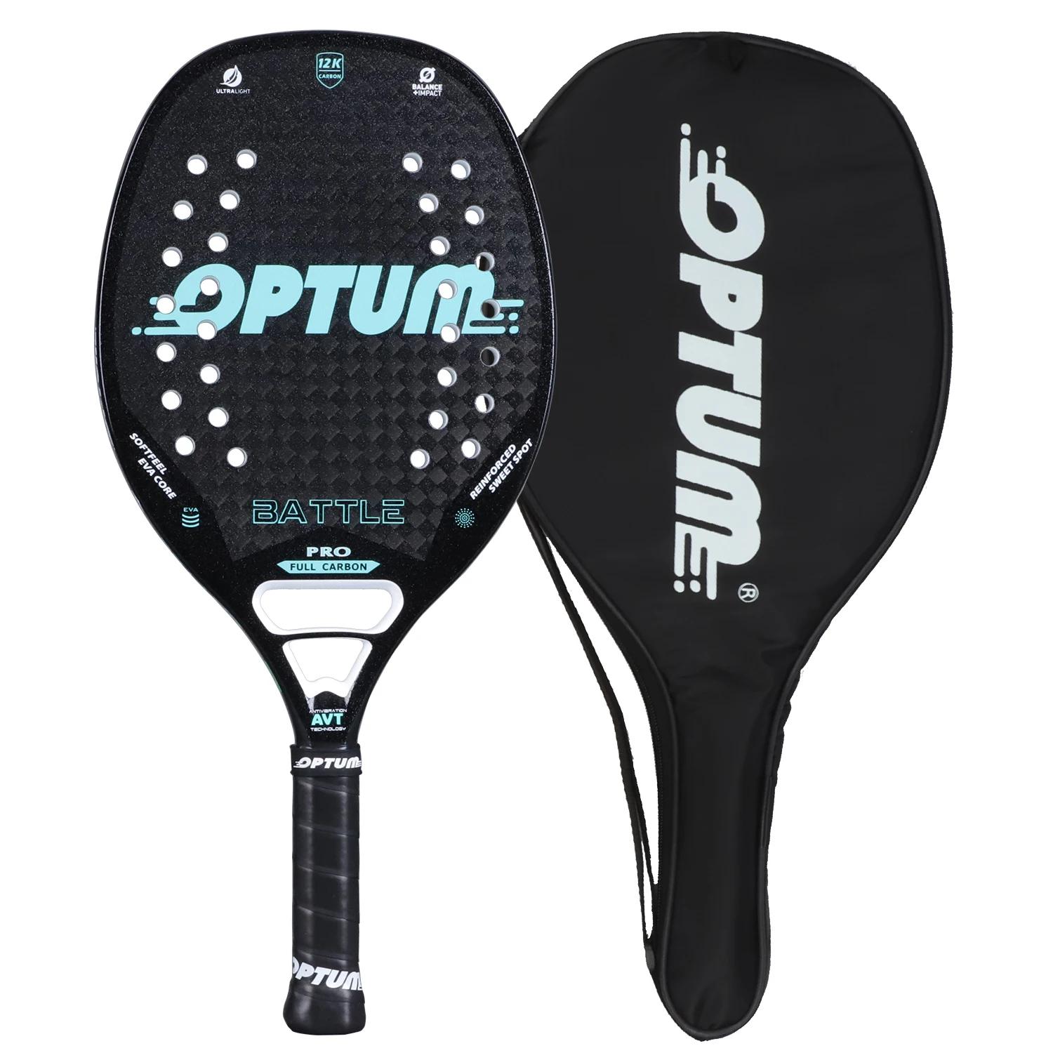 OPTUM BATTLE Raquette de tennis de plage à surface rugueuse en fibre de carbone 12K avec sac de couv