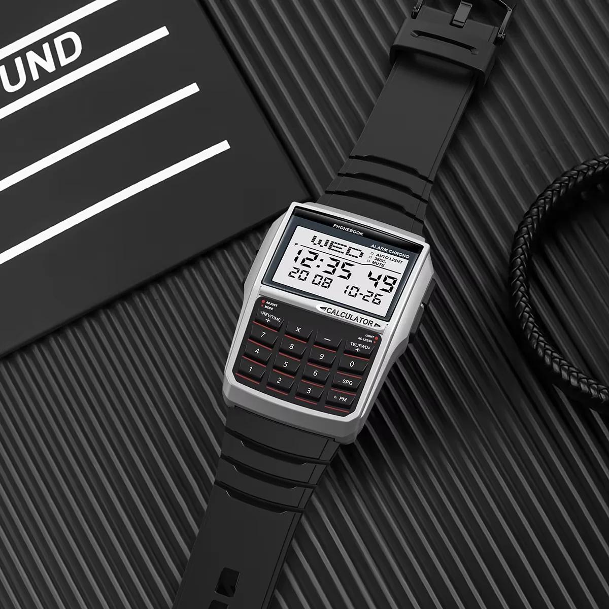 Montre Calculatrice Multifonctionnelle pour Hommes, Montre Électronique LED de Luxe à la Mode, Montr