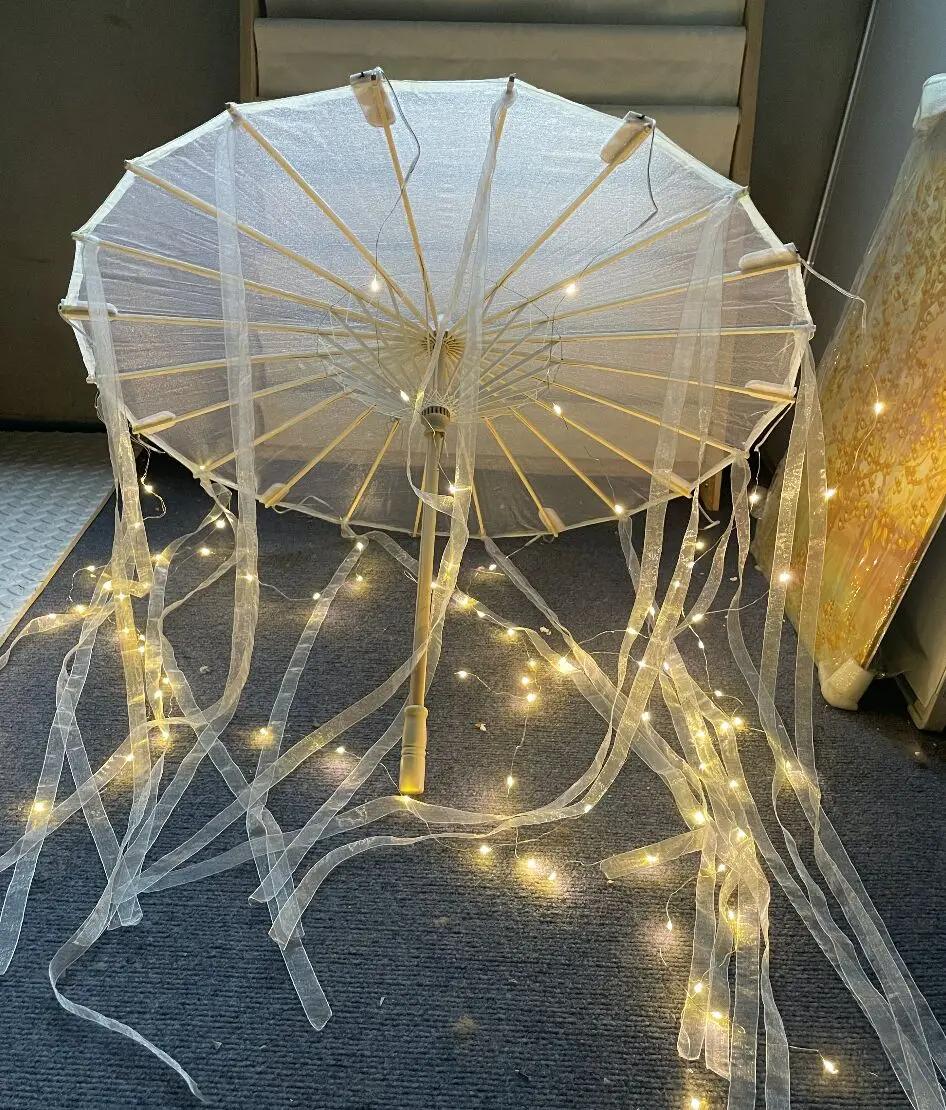 LED chinois japon fil huilé papier soie tissu parapluie Costume ancienne princesse parapluie drame b