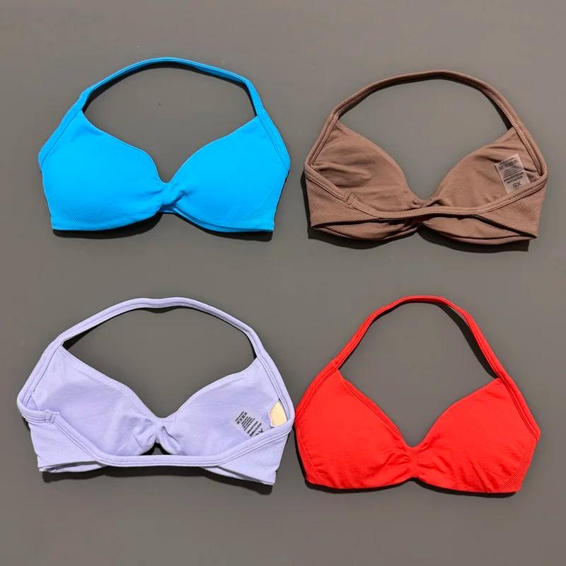 HISTELLO Soutien-gorge de sport à bretelles fines pour femme, maintien élevé, sans couture, style ha