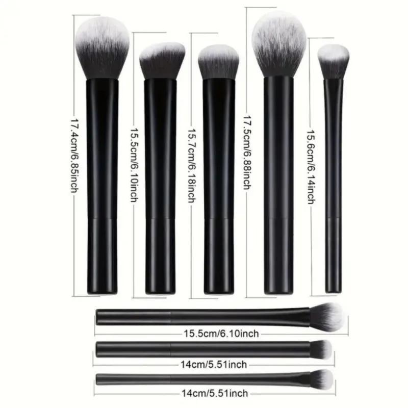 Ensemble de pinceaux de maquillage noirs multifonctionnels, 9 pièces, avec 1 œuf de beauté, poils so