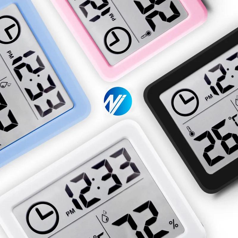 NIDIBOU- Horloge numérique de bureau avec température et humidité, horloges murales pour la maison, 