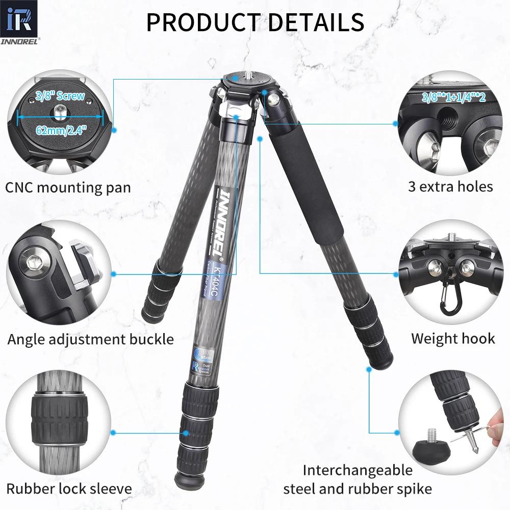 INNOREL – trépied Compact 10X en Fiber de carbone KT404C, pour caméscope vidéo numérique DSLR, suppo