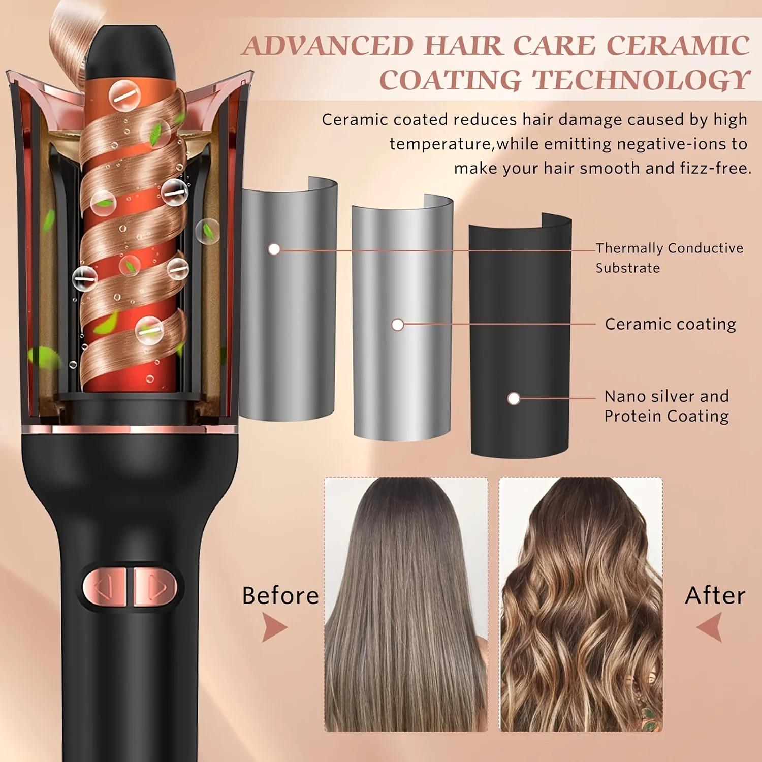 Bigoudi automatique pour cheveux, fer à friser automatique, bigoudi rotatif en céramique, baguette r