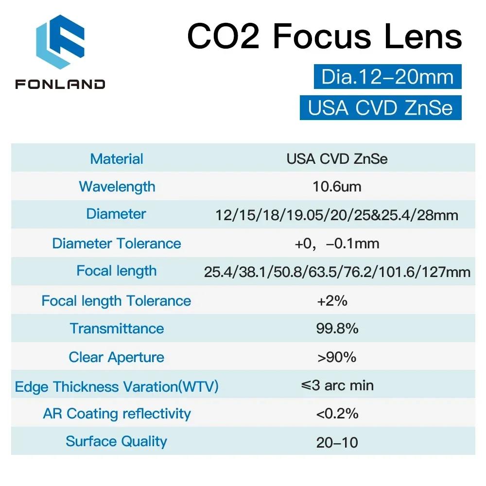 FONLAND lentille de mise au point USA CVD ZnSe dia 12 15 18 19.05 20 FL 38.1 50.8 63.5 76.2 101.6 12