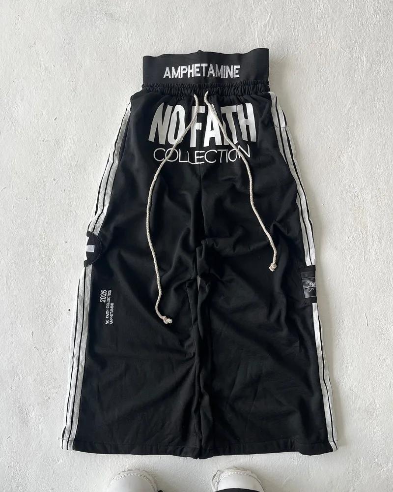 Y2K tendance gothique anglais lettre brodé imprimé rayé hommes pantalons de sport rétro Harajuku hau