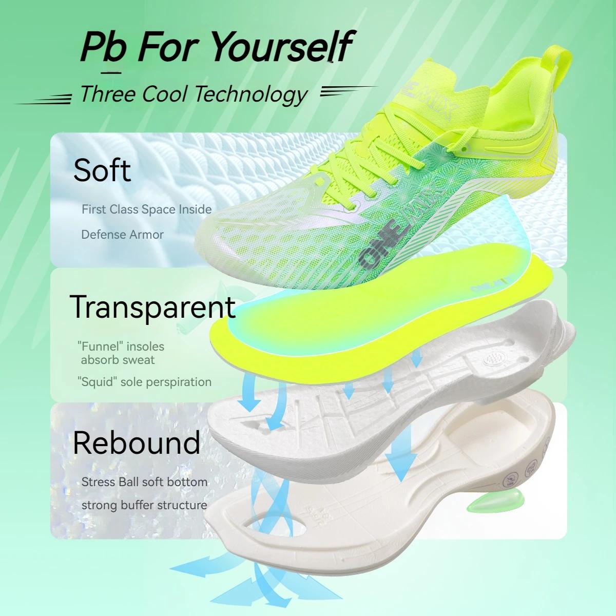 Chaussures de Course ONEMIX Pace Beam Hommes - Ultra-Légères Anti-Dérapant avec Plaque de Carbone pour Marathon