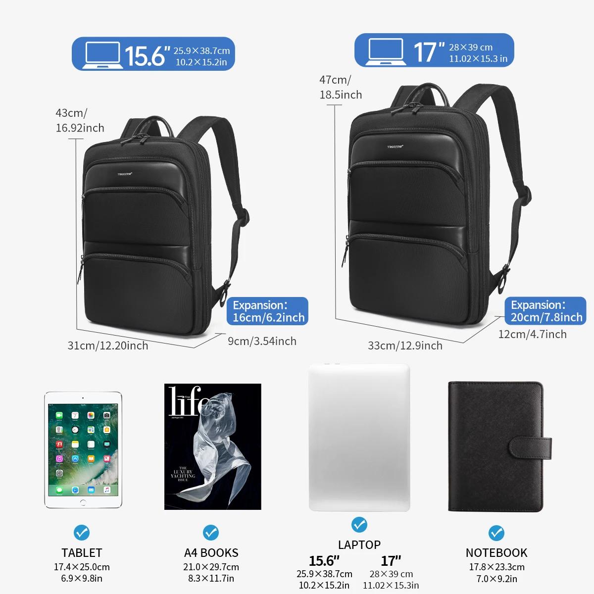 Tigernu sacs à dos extensibles pour hommes 15.6 pouces sac à dos pour ordinateur portable mâle mince