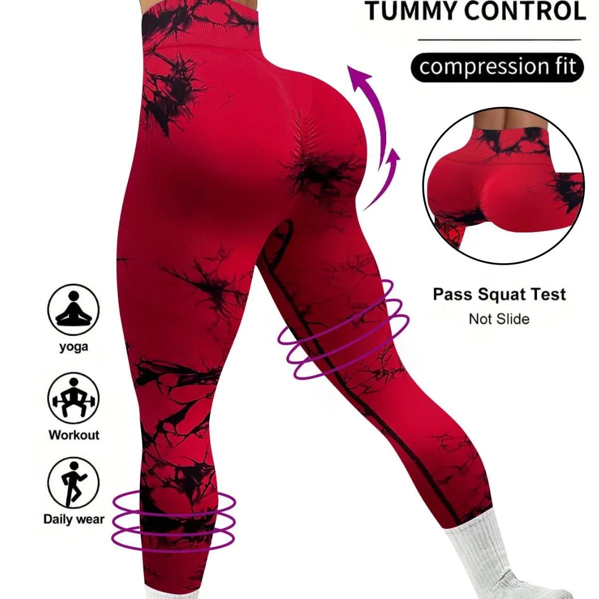 Leggins Push Up taille haute pour femmes, Sexy, Yoga, teinture par nouage, sans couture, Fitness, en