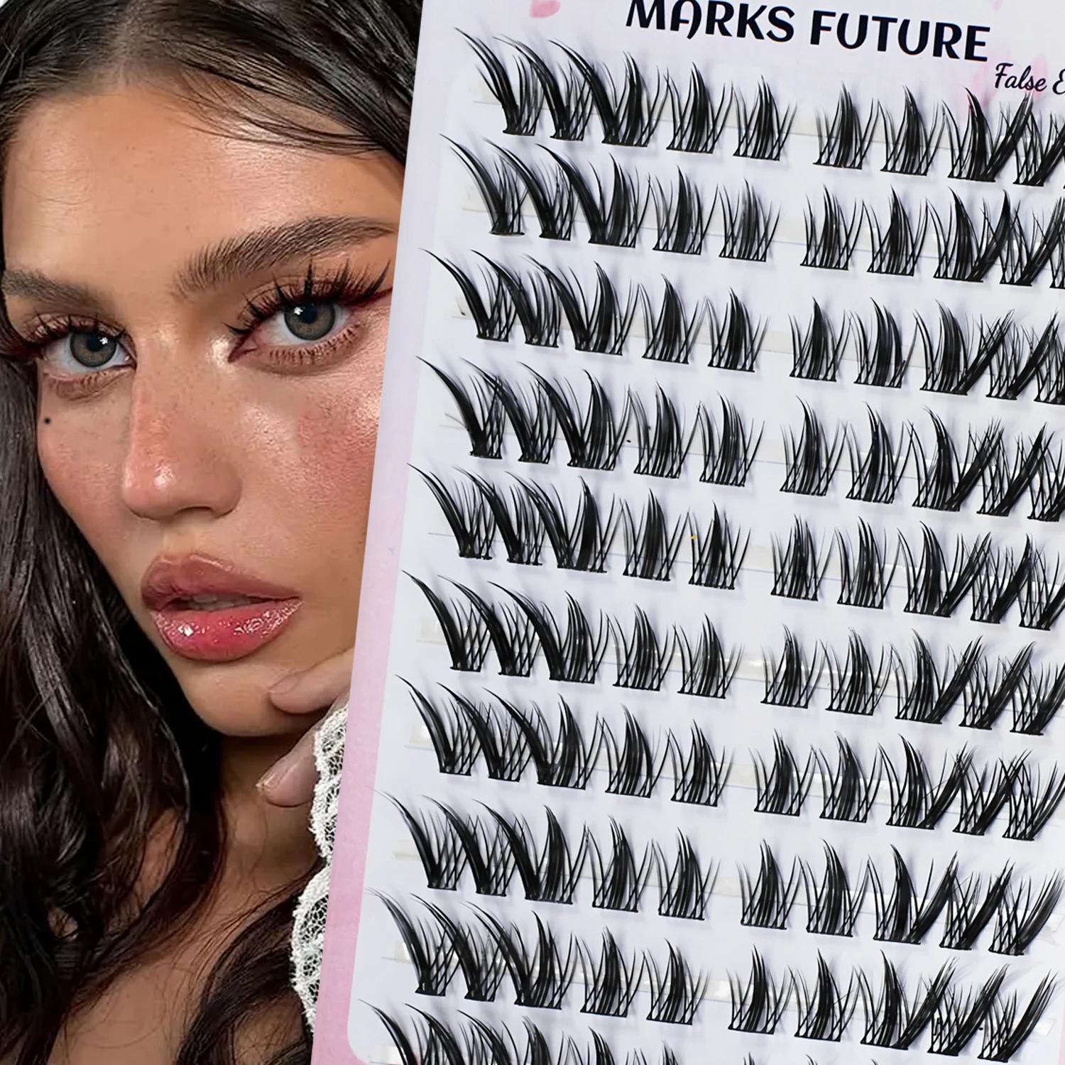 10 rangées de 100 grappes C Curl faux cils individuels de style renard, maquillage naturel pur à sec