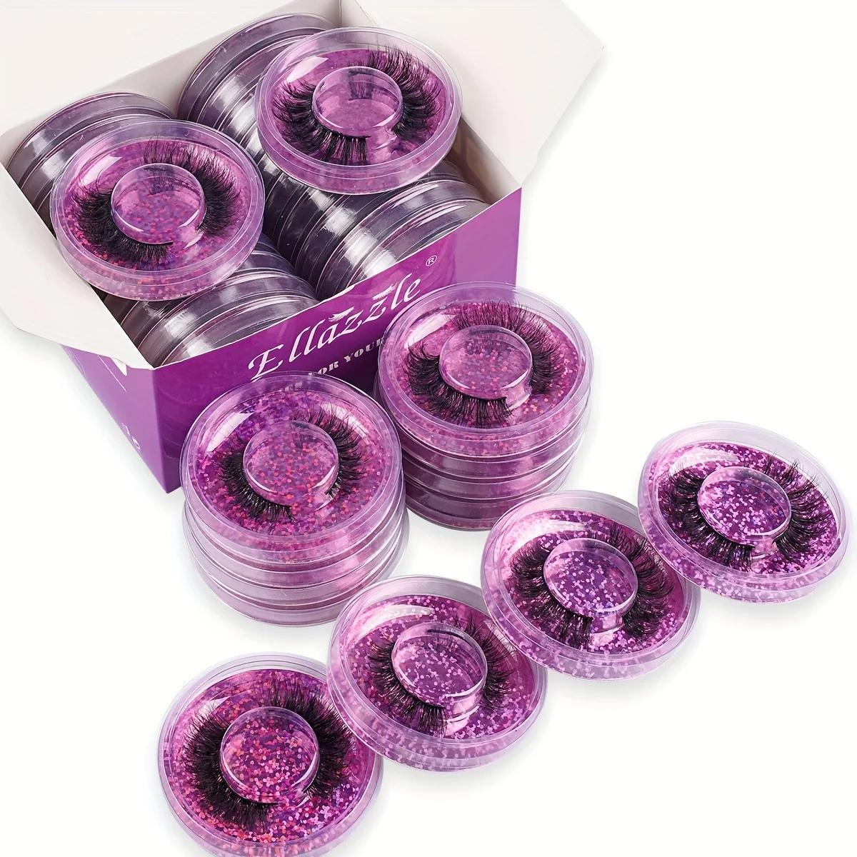 20 paires 4 Styles vaporeux Faux vison Faux cils mélangés dramatiques épais bouclés moelleux bande c