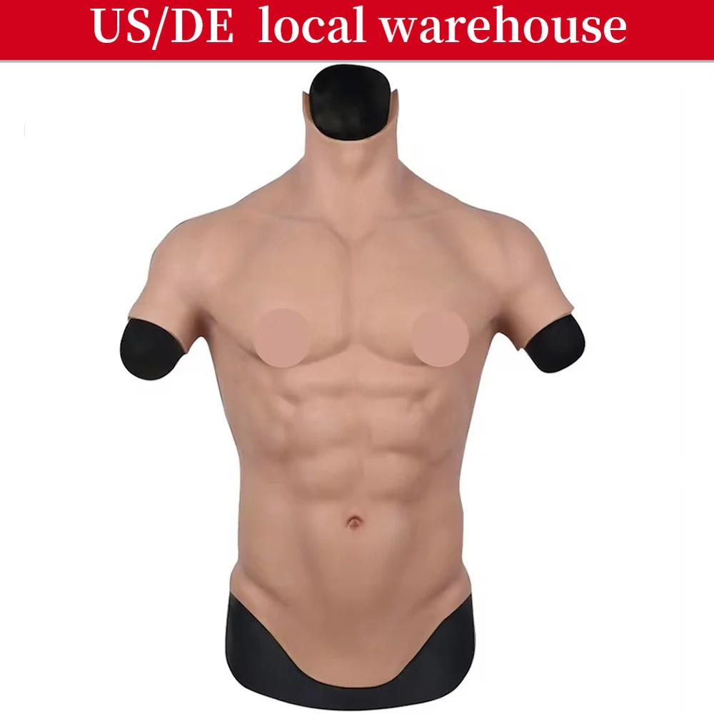 Poitrine masculine réaliste en silicone doux, simulation de la peau des muscles abdominaux, accessoi