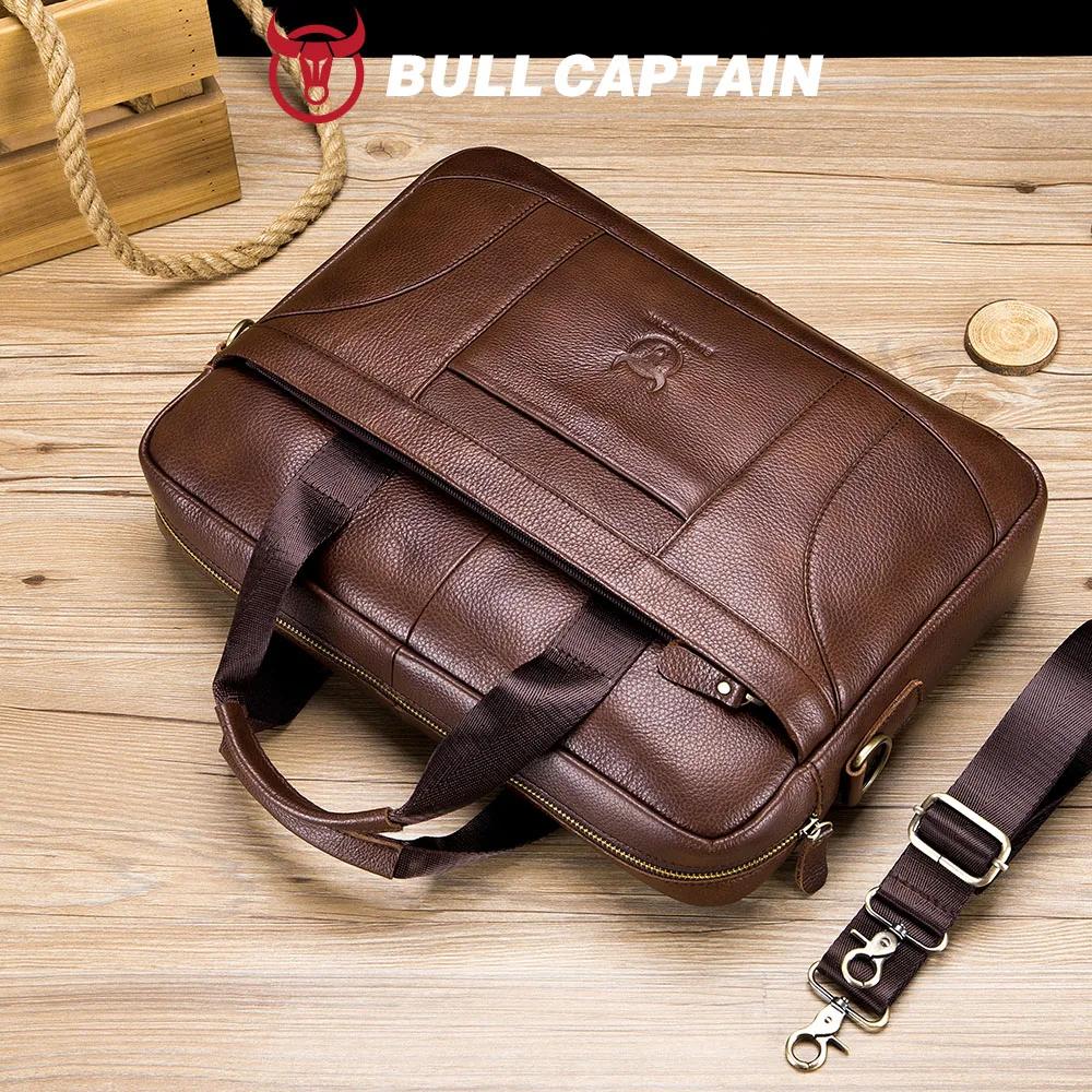 BULLCAPTAIN hommes porte-documents célèbre marque en cuir épaule sacs de messager bureau sac à main 
