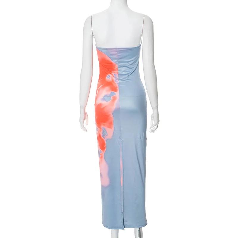 Robe Maxi Tube imprimée sans bretelles, Sexy, épaules dénudées, dos nu, extensible, longue, vêtement