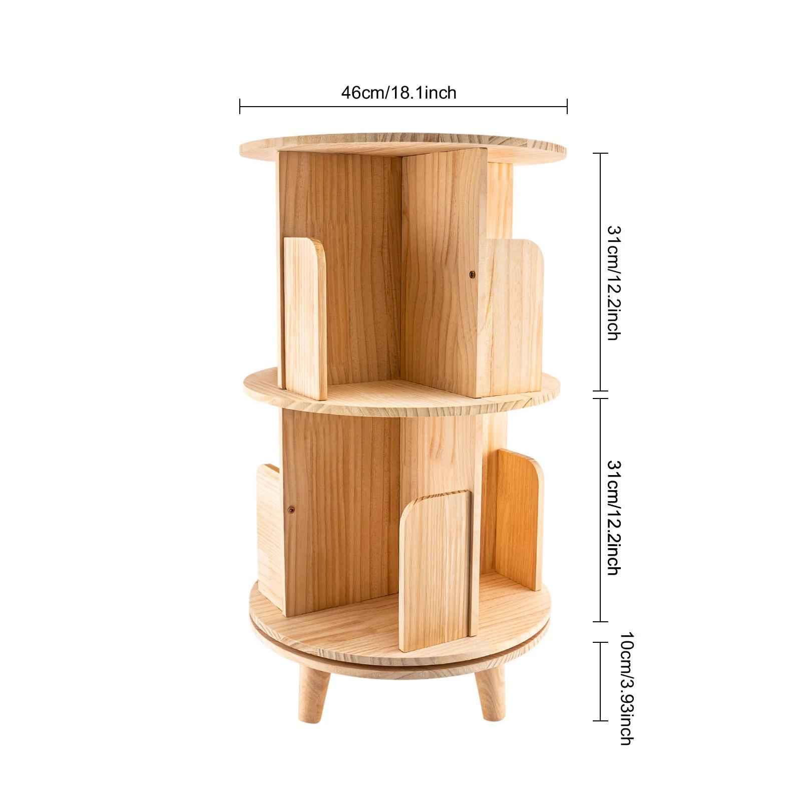 Bibliothèque rotative multifonctionnelle en bois massif, bibliothèque sur pied, rangement T1, évalua