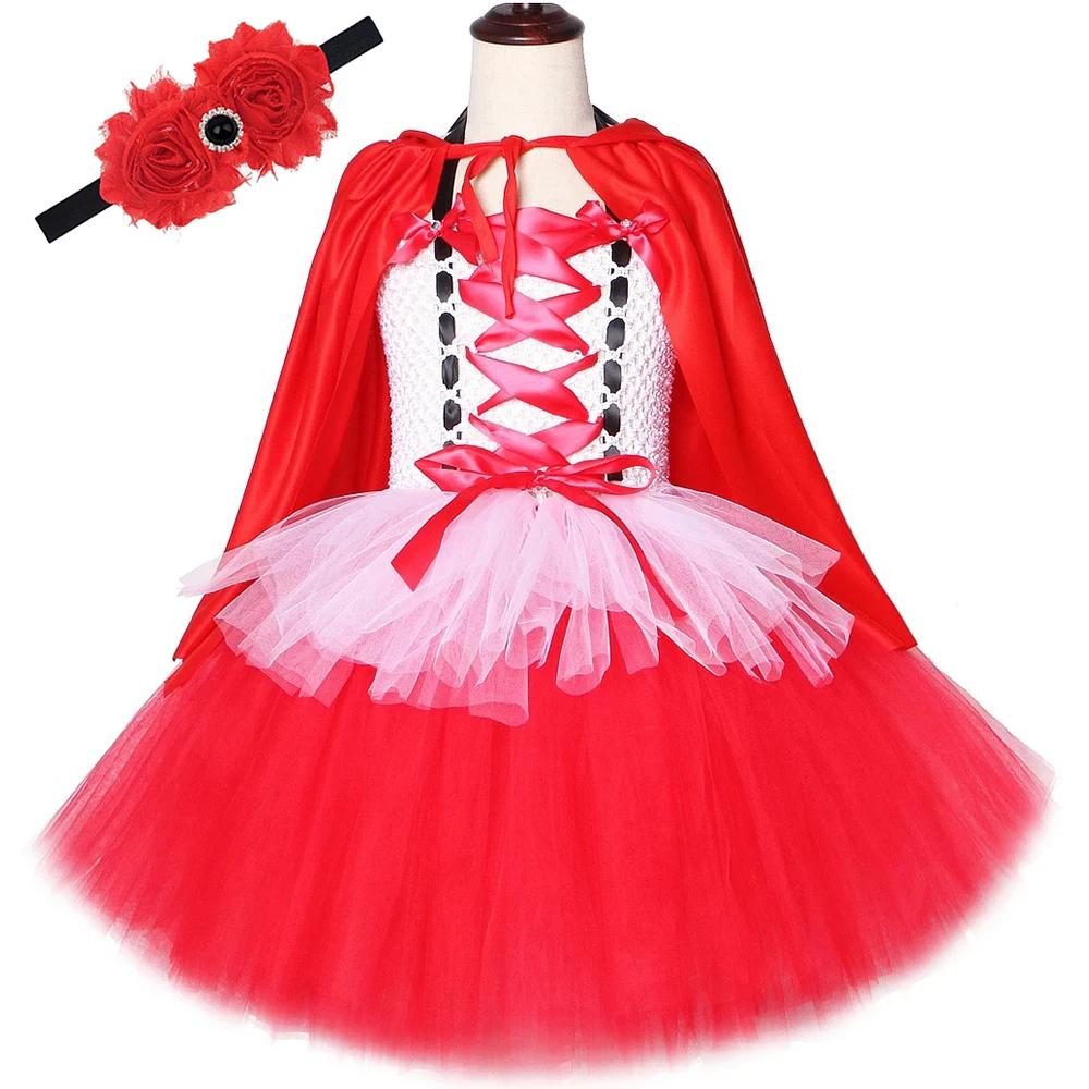 Costumes de Chaperon Rouge pour Bol, Petite Robe Tutu de Barrage de Casquette Rouge pour Enfants, Te