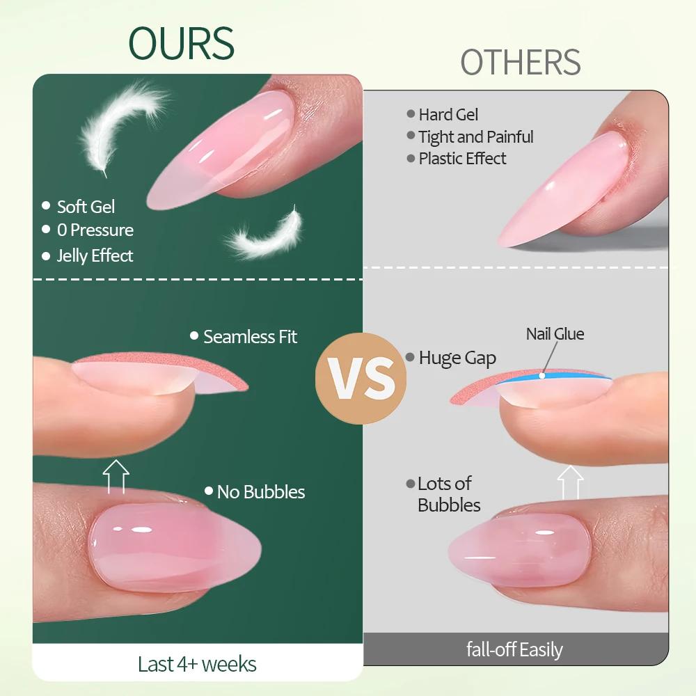Nailpop Ultra Fit presse sur ongles Extra court/moyen naturel avec couleur de Base forte adhérence n