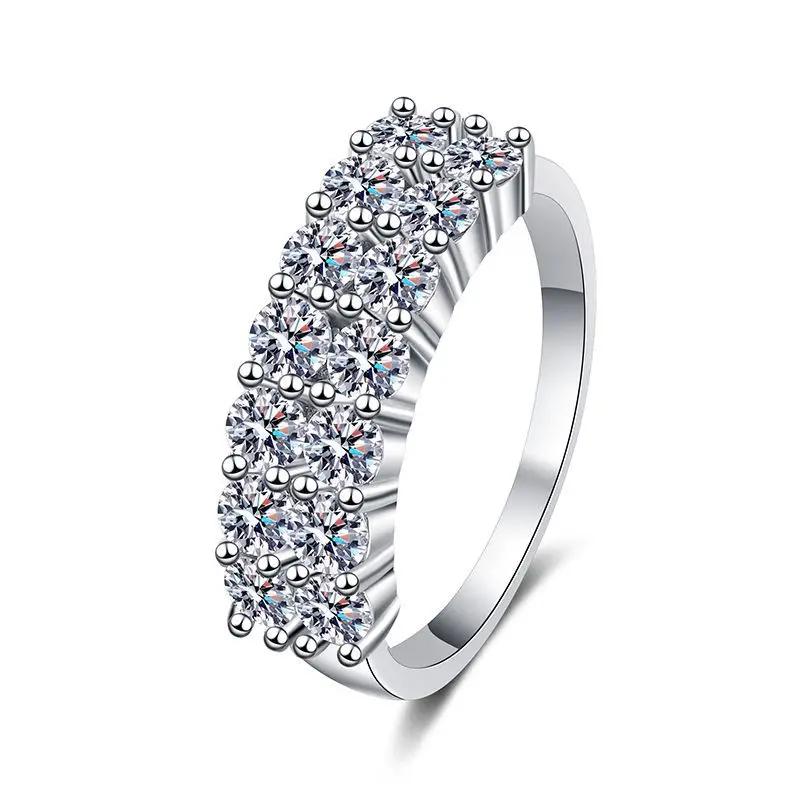 Bague de luxe en moissanite couleur D 1,4 carat pour femme, en argent sterling 925 véritable, pour m