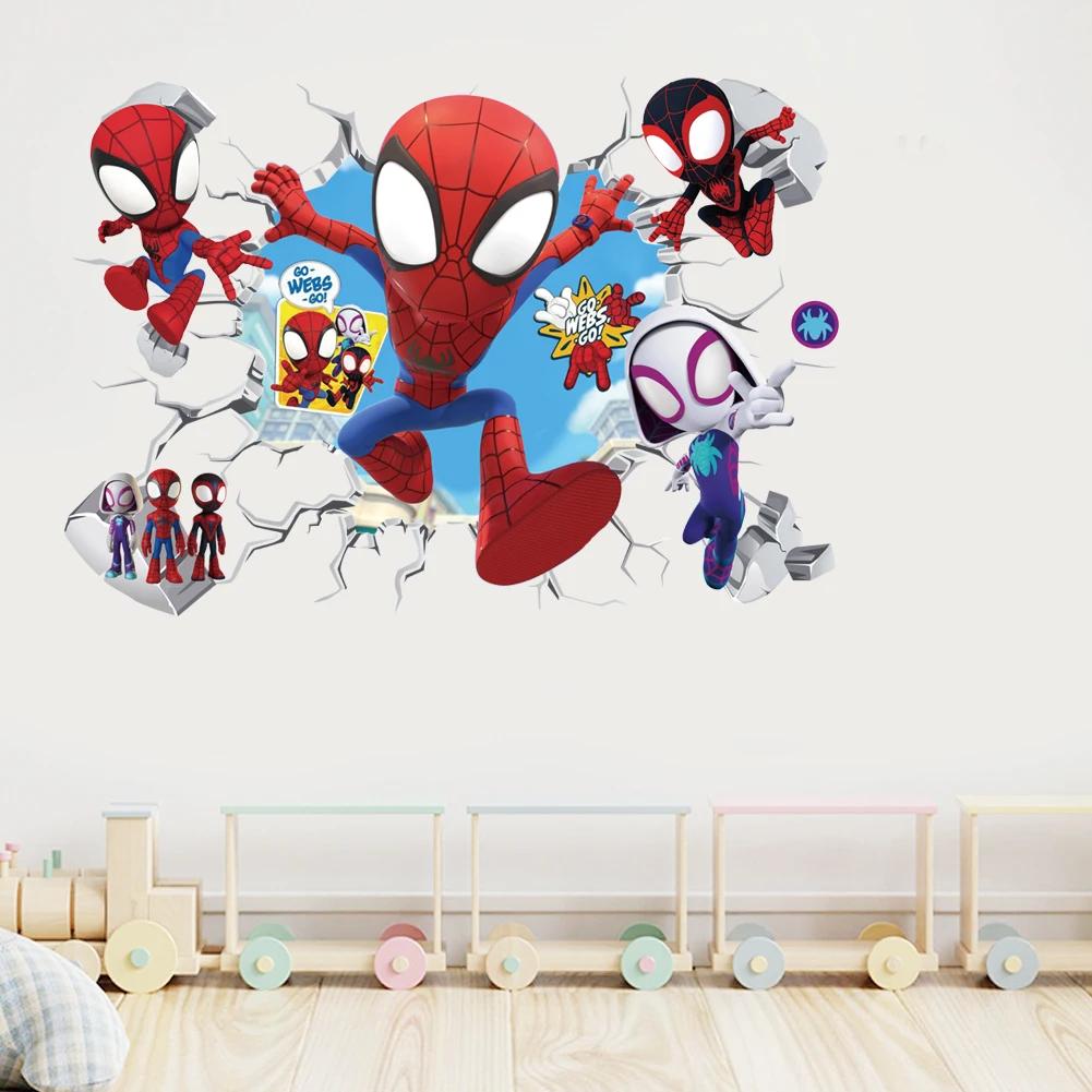Mignon mini Spiderman Super héros Stickers muraux pour chambre d'enfants décoration maison chambre P