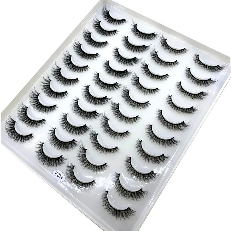 Faux-cils 3D en faux vison, 20 paires, naturels, dramatiques, moelleux, doux, contaminants, volume c