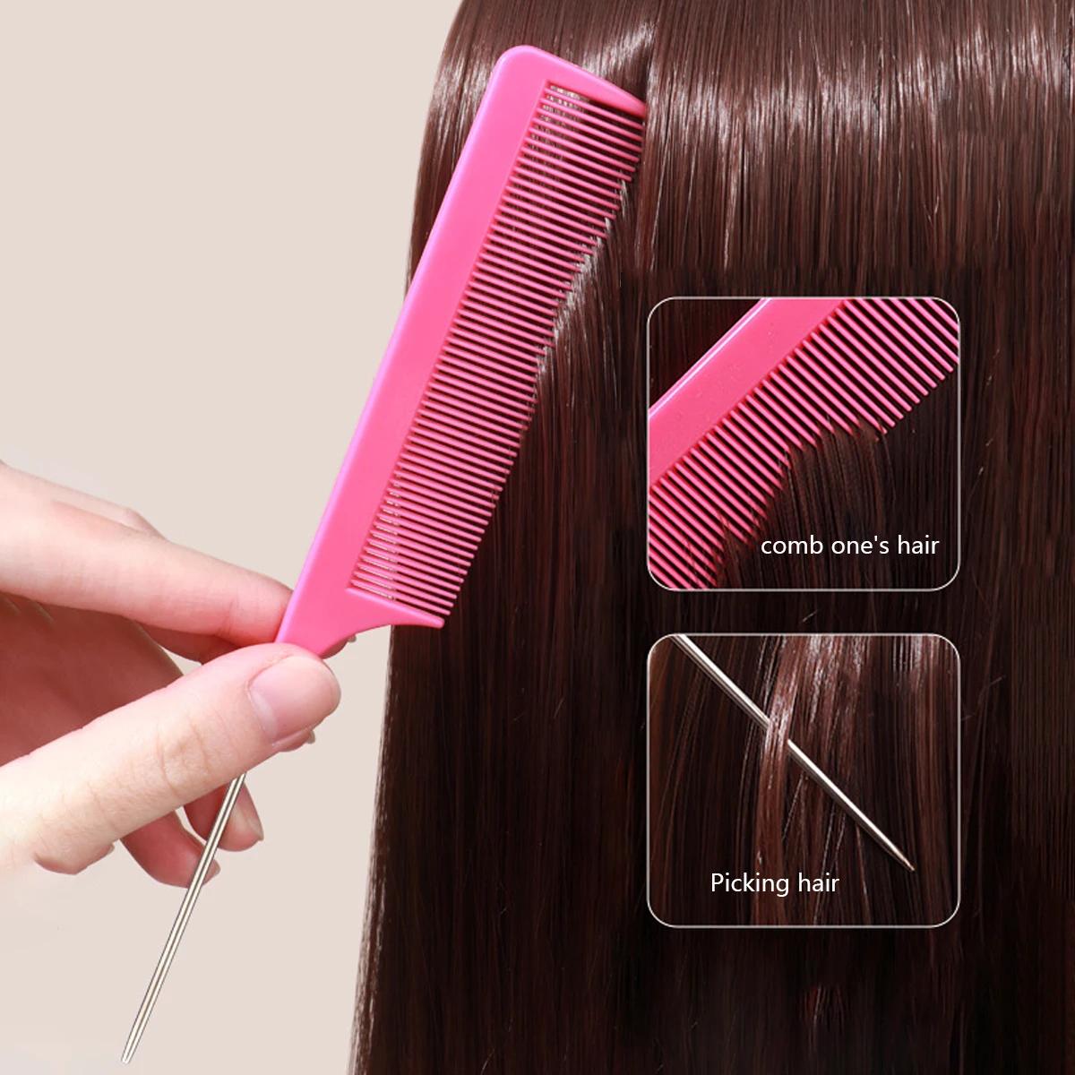 Peigne professionnel à queue pointue pour salon de coiffure, en acier inoxydable, antistatique, pour