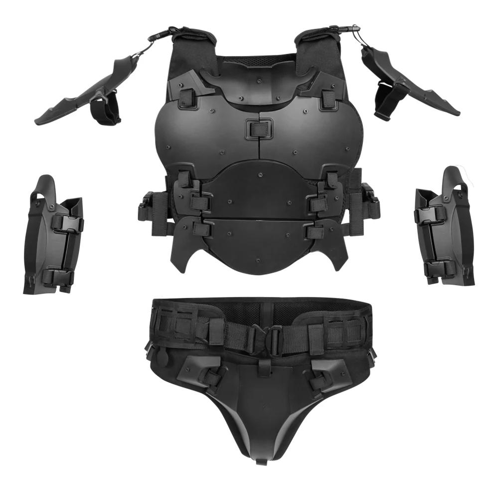 Armure tactique avec gilet de protection, coudière, plastron, entrejambe, joint de taille, taille ré