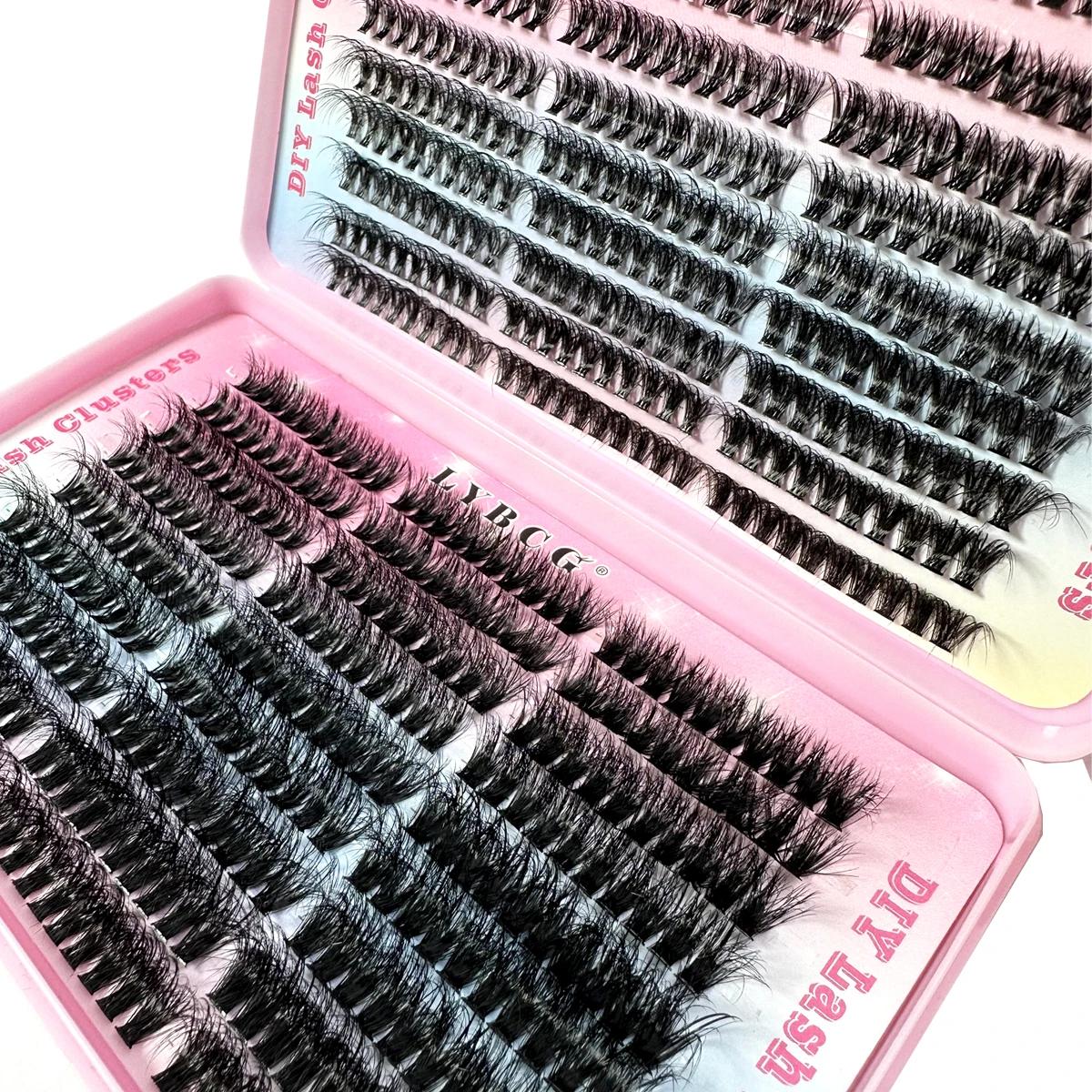 54 rangées 30D-100D 5D grappes de cils épais moelleux 9-16mm mélange vaporeux Extensions de cils ind