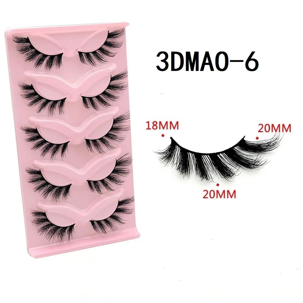 GROINNEYA cils oeil de chat 3D faux cils naturels moelleux doux croix 5 paires Manga cils vaporeux E