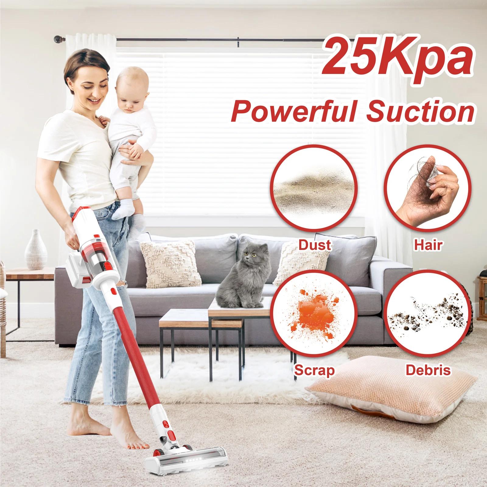 Aspirateur sans fil léger 8 en 1 avec écran LED, aspirateur balai sans fil, 300W, 28Kpa, UMLo V111