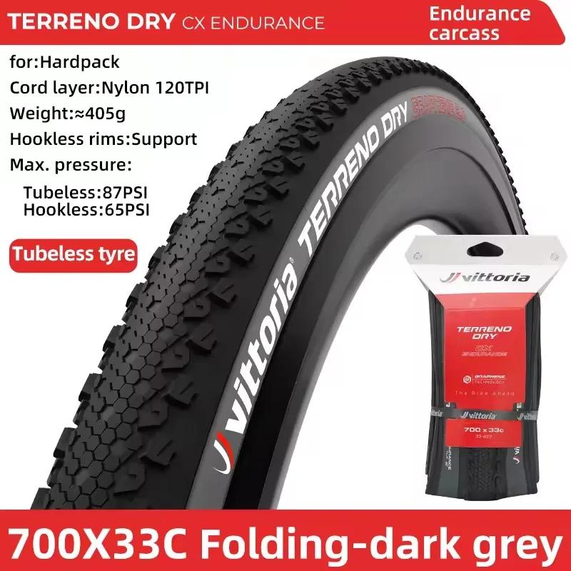 Pneu de vélo Vittoria TERRENO DRY sans chambre à air 700 X 33C/37C/40C pour vélo de gravier, haute e