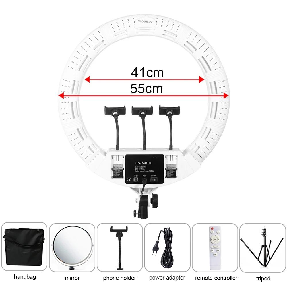 Yidoblo FS640II-Anneau lumineux LED avec trépied, lampe professionnelle de 22 pouces, 100W, pour maq