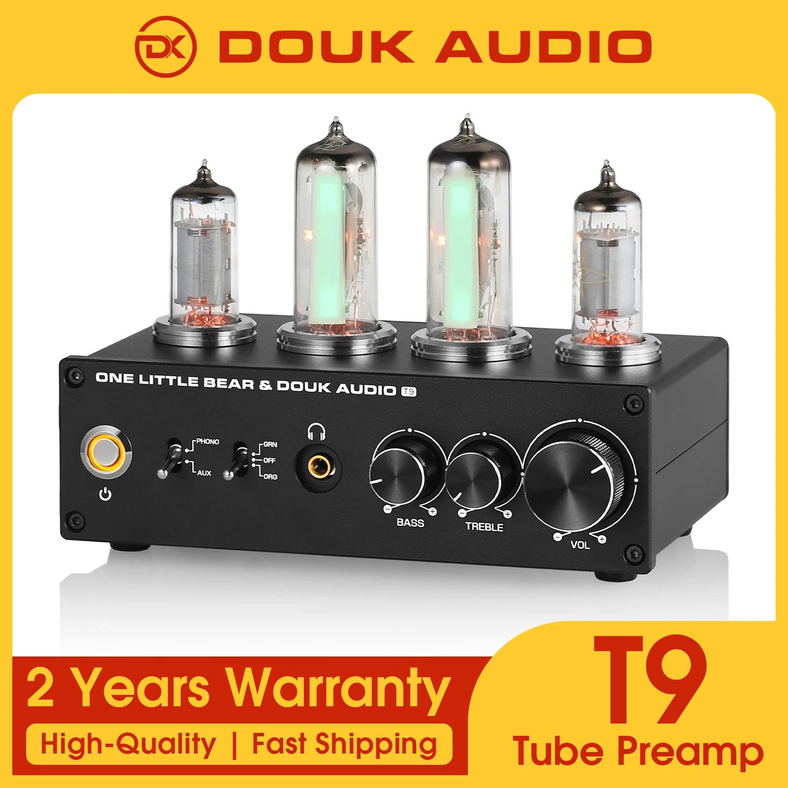 Douk Audio T9 HiFi Magic Eye 6E2 Tube à vide préampli stéréo MM/MC Phono scène pour platines domesti