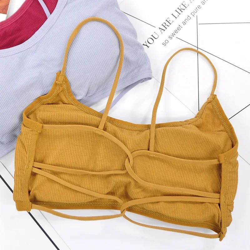 Soutien-gorge entraînement fitness sans fil amovible bandoulière mince yoga femmes rembourré