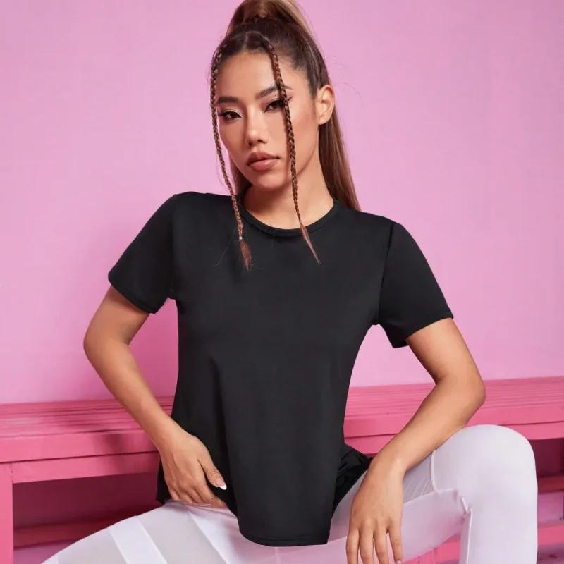 Femmes sans couture Yoga T-Shirt femme Fitness haut court entraînement gymnastique chemises d'entraî